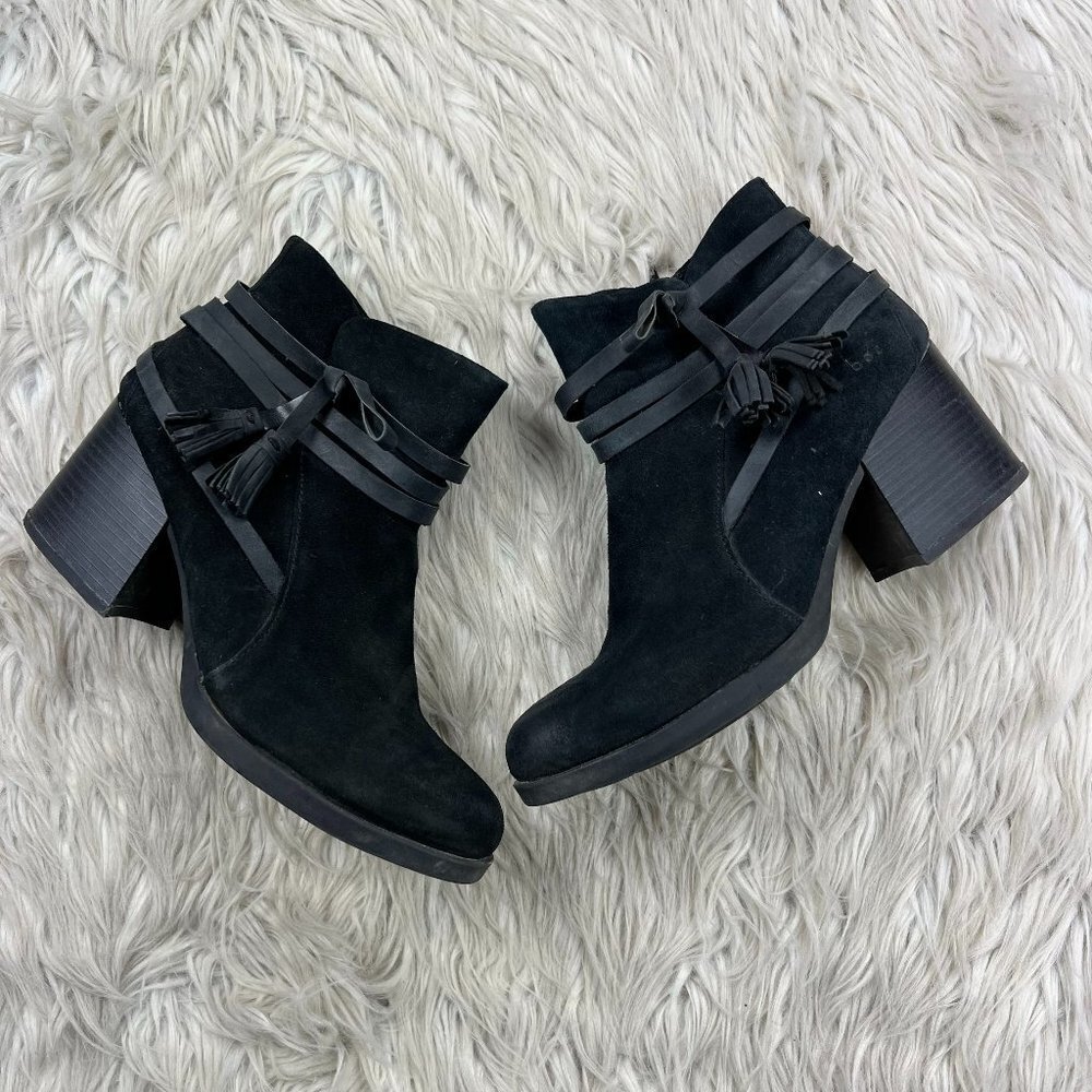 b.o.c. Women's Black Suede Block Heel Booties